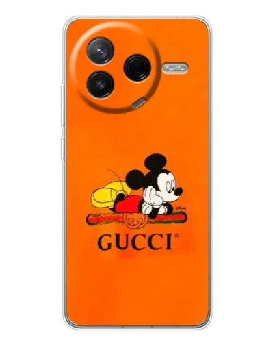 Чехол для Xiaomi Redmi K80 Ultra с картинкой «Микки Маус Gucci — оранж»