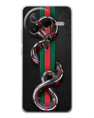 Чехол для Xiaomi Redmi K80 Ultra с картинкой «Gucci — змея на полосе» Чехол для Xiaomi Redmi K80 Ultra с картинкой «Gucci — змея на полосе»