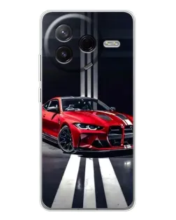 Чехол для Xiaomi Redmi K80 Ultra с картинкой «Красная BMW на дороге»