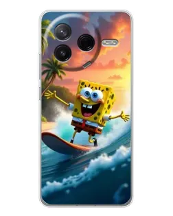Чехол для Xiaomi Redmi K80 Ultra с картинкой «Губка Боб серфингист»
