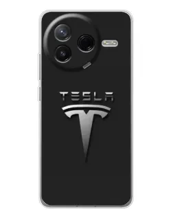 Чехол для Xiaomi Redmi K80 Ultra с картинкой «Стальной логотип Tesla»