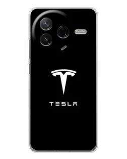 Чехол для Xiaomi Redmi K80 Ultra с картинкой «Tesla White Logo»