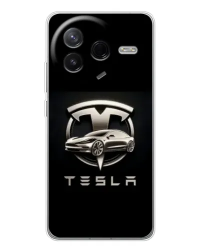 Чехол для Xiaomi Redmi K80 Ultra с картинкой «Tesla — серебристое авто» Чехол для Xiaomi Redmi K80 Ultra с картинкой «Tesla — серебристое авто»