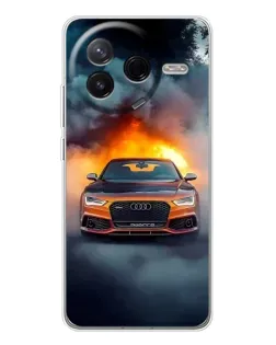 Чехол для Xiaomi Redmi K80 Ultra с картинкой «Audi в огненном дыму»