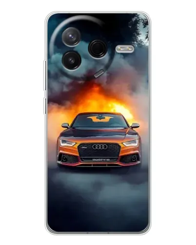 Чехол для Xiaomi Redmi K80 Ultra с картинкой «Audi в огненном дыму» Чехол для Xiaomi Redmi K80 Ultra с картинкой «Audi в огненном дыму»