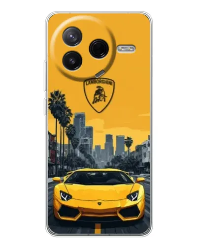 Чехол для Xiaomi Redmi K80 Ultra с картинкой «Желтый Lamborghini город»