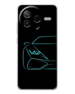 Чехол для Xiaomi Redmi K80 Ultra с картинкой «Голубой силуэт Lamborghini»