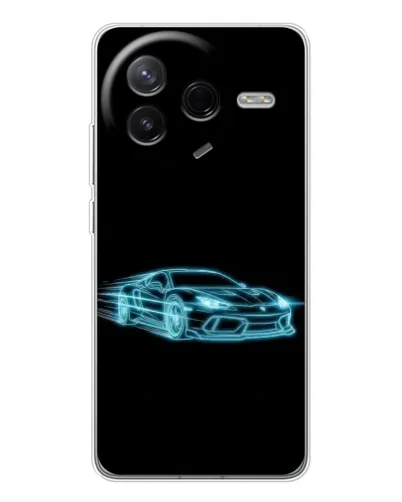 Чехол для Xiaomi Redmi K80 Ultra с картинкой «Неоновый контур Lamborghini»