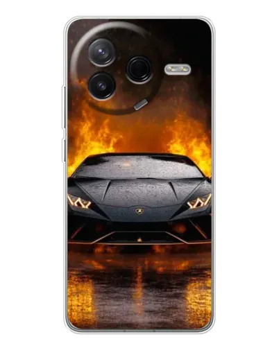 Чехол для Xiaomi Redmi K80 Ultra с картинкой «Lamborghini в огне»