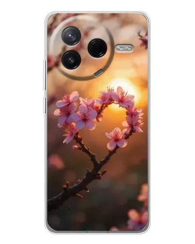 Чехол для Xiaomi Redmi K80 Ultra с картинкой «Розовый цвет сердце на фоне заката» Чехол для Xiaomi Redmi K80 Ultra с картинкой «Розовый цвет сердце на фоне заката»
