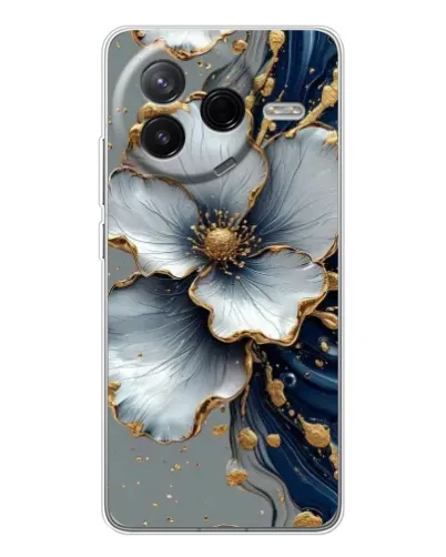 Чехол для Xiaomi Redmi K80 Ultra с картинкой «Белый цветок и золотой флюид» Чехол для Xiaomi Redmi K80 Ultra с картинкой «Белый цветок и золотой флюид»