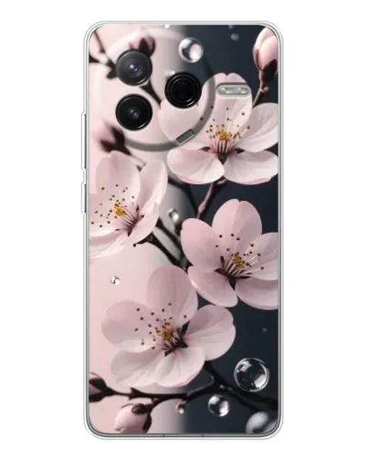 Чехол для Xiaomi Redmi K80 Ultra с картинкой «Нежная сакура и капли» Чехол для Xiaomi Redmi K80 Ultra с картинкой «Нежная сакура и капли»