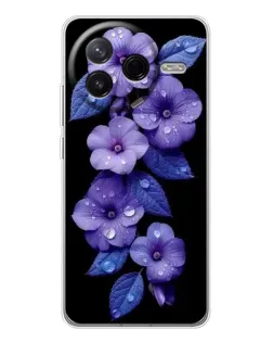 Чехол для Xiaomi Redmi K80 Ultra с картинкой «Фиолетовые цветы с росою»