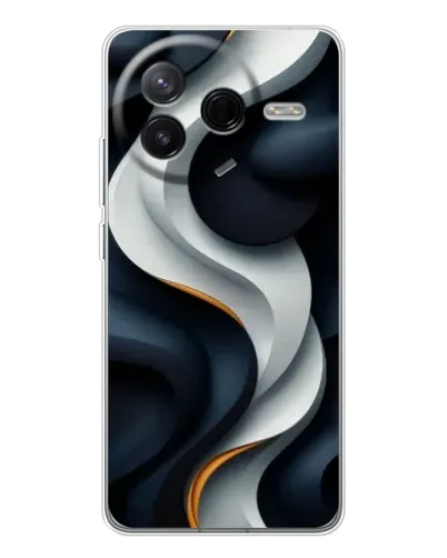Чехол для Xiaomi Redmi K80 Ultra с картинкой «Объемные черно-белые ленты» Чехол для Xiaomi Redmi K80 Ultra с картинкой «Объемные черно-белые ленты»