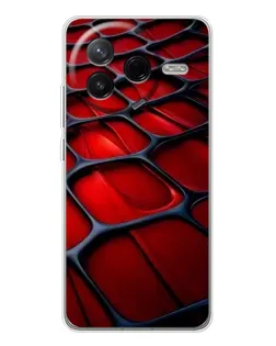 Чехол для Xiaomi Redmi K80 Ultra с картинкой «Красная глянцевая сетка»