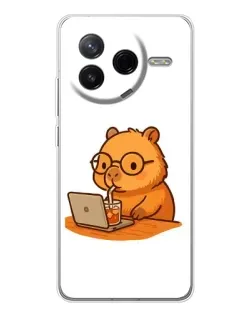 Чехол для Xiaomi Redmi K80 Ultra с картинкой «Капибара с ноутбуком» Чехол для Xiaomi Redmi K80 Ultra с картинкой «Капибара с ноутбуком»