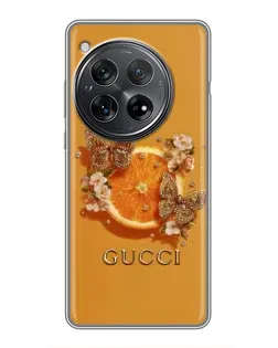 Чехол для Xiaomi Redmi K80 с картинкой «Gucci — золотые бабочки»