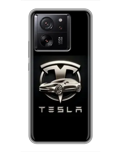 Чехол для Xiaomi Redmi K90 с картинкой «Tesla — серебристое авто»