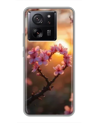Чохол для Xiaomi Redmi K90 з картинкою «Рожевий цвіт  сердечко на тлі заходу»