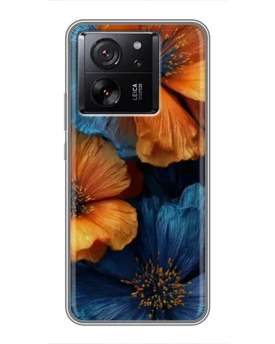 Чохол для Xiaomi Redmi K90 з картинкою «Яскрава синьо-помаранчева флора»