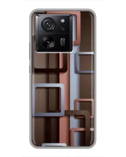 Чехол для Xiaomi Redmi K90 с картинкой «Коричневые объемные квадраты»