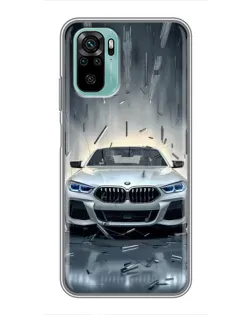 Чехол для Xiaomi Redmi Note 10 5G с картинкой «BMW в свете фар»