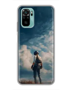 Чехол для Xiaomi Redmi Note 10 5G с картинкой «Герой PUBG на скале»
