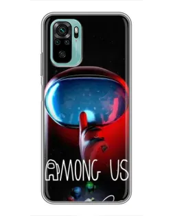 Чохол для Xiaomi Redmi Note 10 5G з картинкою «Червоний імпостер — макро»