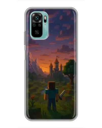 Чехол для Xiaomi Redmi Note 10 5G с картинкой «Стив у башни» Чехол для Xiaomi Redmi Note 10 5G с картинкой «Стив у башни»