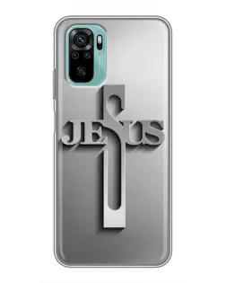 Чохол для Xiaomi Redmi Note 10 5G з картинкою «Металевий хрест Jesus»