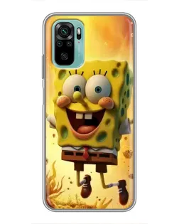 Чохол для Xiaomi Redmi Note 10 5G з картинкою «Губка Боб стрибає»