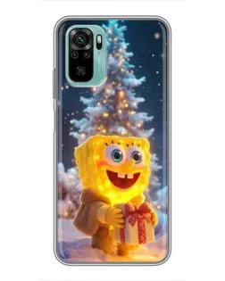 Чохол для Xiaomi Redmi Note 10 5G з картинкою «Різдвяний Спанч Боб»