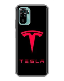 Чехол для Xiaomi Redmi Note 10 5G с картинкой «Tesla Red Logo»