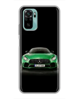 Чехол для Xiaomi Redmi Note 10 5G с картинкой «Mercedes — неоновый лого»