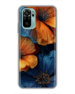 Чехол для Xiaomi Redmi Note 10 5G с картинкой «Яркая сине-оранжевая флора» Чехол для Xiaomi Redmi Note 10 5G с картинкой «Яркая сине-оранжевая флора»