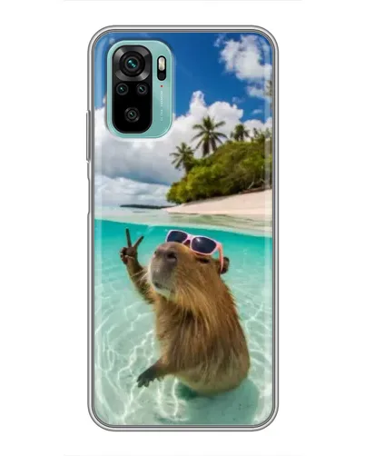 Чехол для Xiaomi Redmi Note 10 5G с картинкой «Капибара на море»