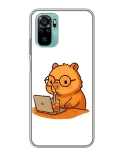 Чохол для Xiaomi Redmi Note 10 5G з картинкою «Капібара з ноутбуком»