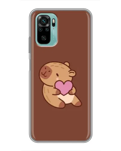 Чехол для Xiaomi Redmi Note 10 5G с картинкой «Капибара с сердцем»