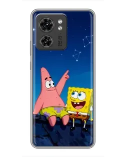 Чехол для Xiaomi Redmi Note 10 Pro 5g с картинкой «Губка Боб и Патрик ночью»