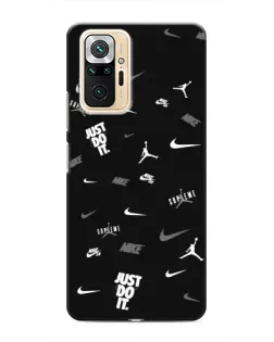 Чехол для Xiaomi Redmi Note 10 Pro с картинкой «Nike Black Pattern»