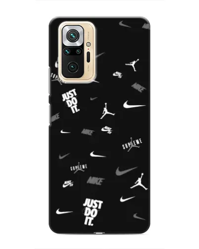 Чехол для Xiaomi Redmi Note 10 Pro с картинкой «Nike Black Pattern»