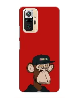 Чехол для Xiaomi Redmi Note 10 Pro с картинкой «Bored Ape — красный фон»