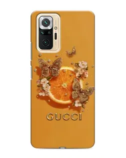 Чохол для Xiaomi Redmi Note 10 Pro з картинкою «Gucci — золоті метелики»