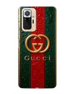 Чохол для Xiaomi Redmi Note 10 Pro з картинкою «Gucci — фірмова смуга та золото»