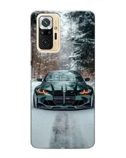 Чехол для Xiaomi Redmi Note 10 Pro с картинкой «BMW в зимнем лесу»