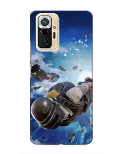 Чехол для Xiaomi Redmi Note 10 Pro с картинкой «Десант PUBG — прыжок»