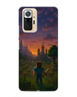 Чехол для Xiaomi Redmi Note 10 Pro с картинкой «Стив у башни»