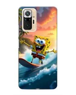 Чехол для Xiaomi Redmi Note 10 Pro с картинкой «Губка Боб серфингист»