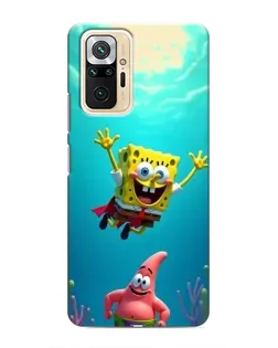 Чехол для Xiaomi Redmi Note 10 Pro с картинкой «Спанч Боб под водой»