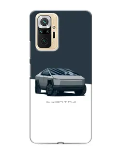 Чохол для Xiaomi Redmi Note 10 Pro з картинкою «Сріблястий Cybertruck Tesla»